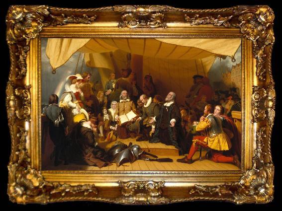 framed  Robert Walter Weir Embarkation of the Pilgrims, ta009-2
